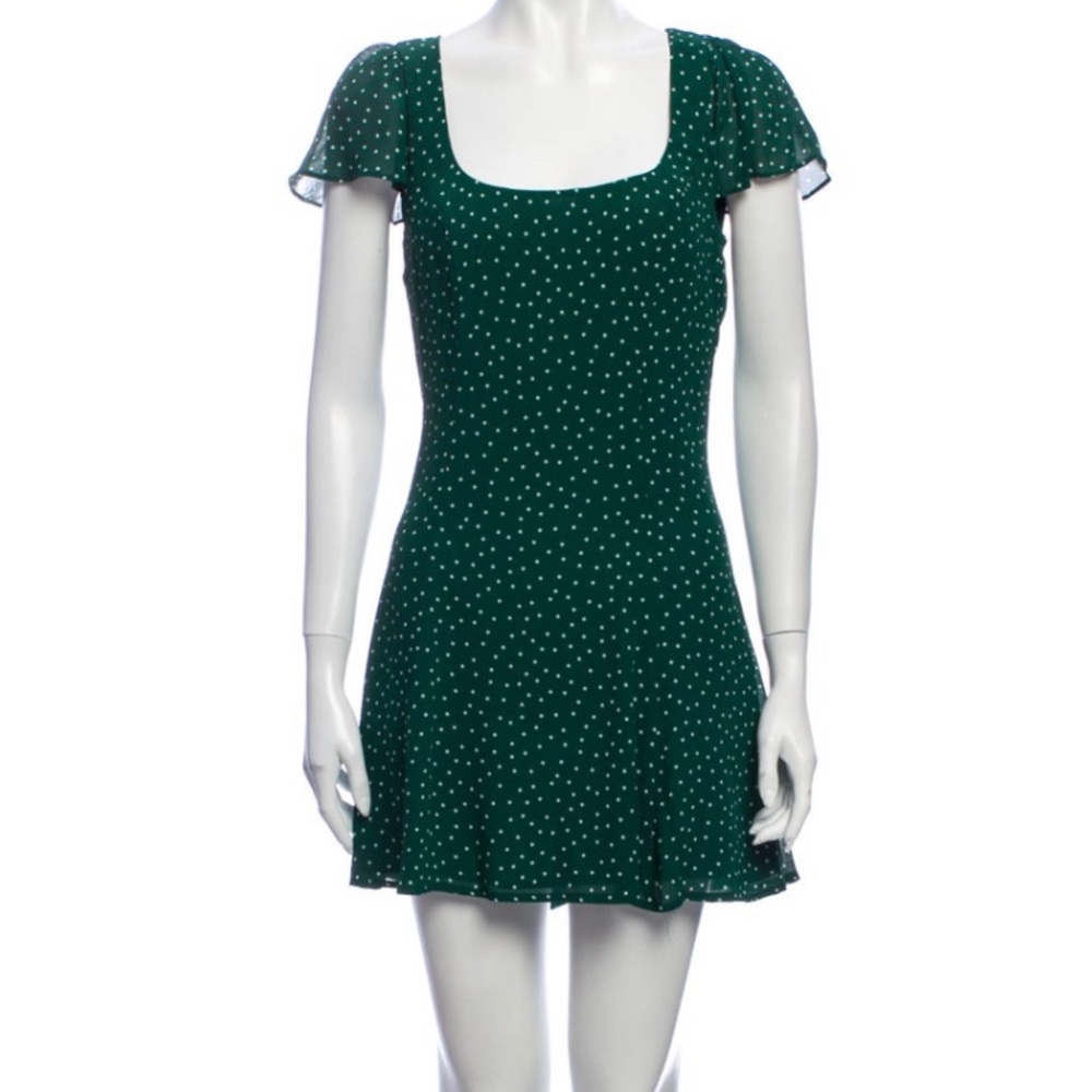 Reformation Green Polka Dot Mini Dress, size 4/S